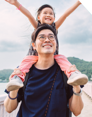 Image of a father Carrying Daughter on Shoulders